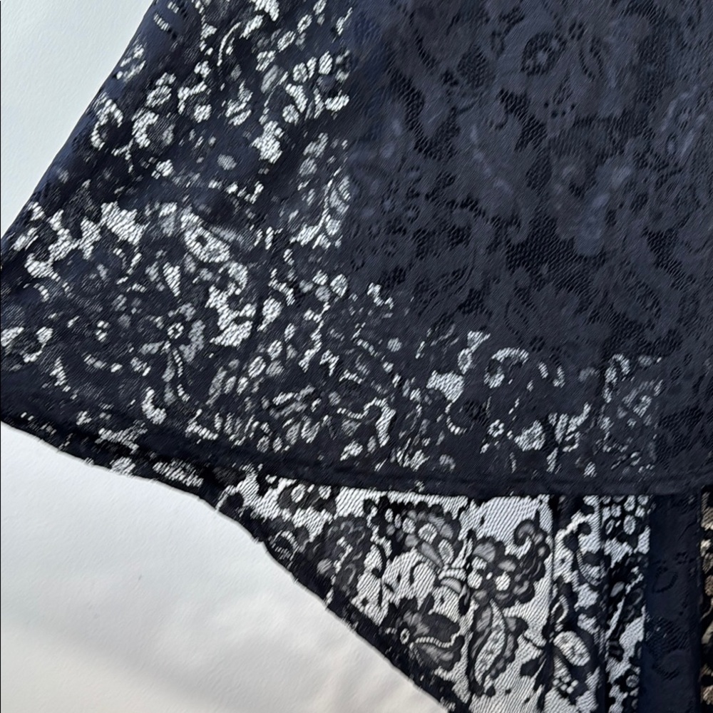 ALLANDWELL Dress Black Lace Midi Sleeveless High Low in Size XL NWT - Picture 7 of 15